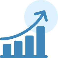 Upward trend graph with arrow icon.