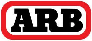 Logo with bold black letters and a red border.